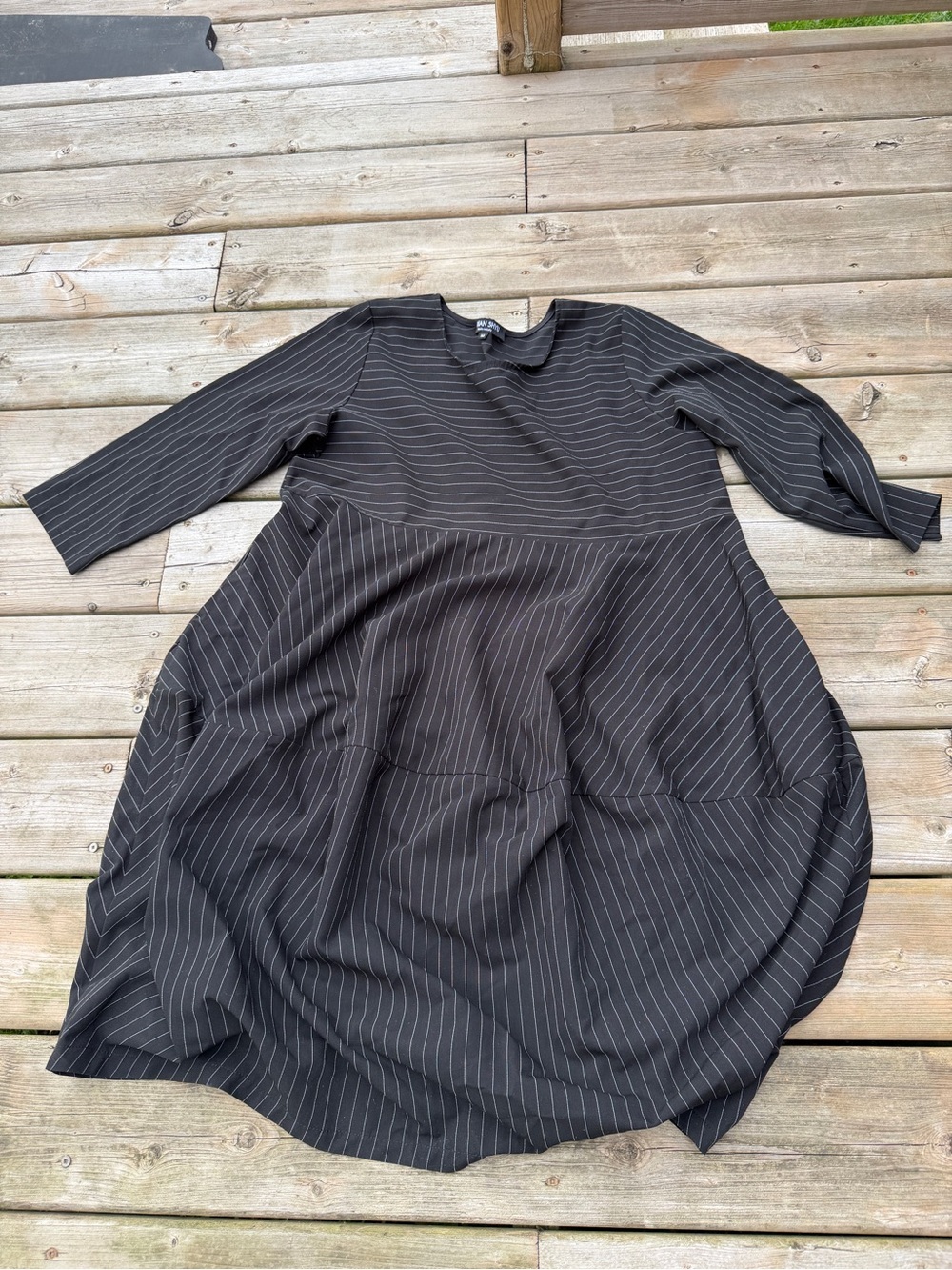 Vivian Shyu Made in Italy Black Pinstripe Maxi Dress M/L